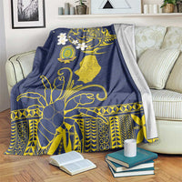 Niue Independence Day Blanket Hiapo Pattern Fiti Pua and Uga LT03 Yellow - Polynesian Pride