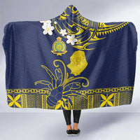Niue Independence Day Hooded Blanket Hiapo Pattern Fiti Pua and Uga LT03 One Size Yellow - Polynesian Pride