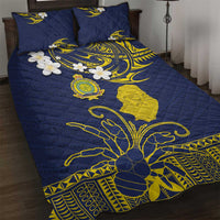 Niue Independence Day Quilt Bed Set Hiapo Pattern Fiti Pua and Uga LT03 Yellow - Polynesian Pride