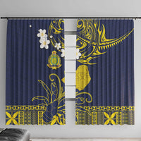 Niue Independence Day Window Curtain Hiapo Pattern Fiti Pua and Uga LT03 With Hooks Yellow - Polynesian Pride