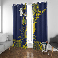 Niue Independence Day Window Curtain Hiapo Pattern Fiti Pua and Uga LT03 With Grommets Yellow - Polynesian Pride