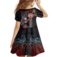 Hawaii and Japanese Together Family Matching Long Sleeve Bodycon Dress and Hawaiian Shirt Koi Fish and Kakau Pattern