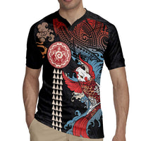 Hawaii and Japanese Together Rugby Jersey Koi Fish and Kakau Pattern