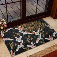 Hawaii and Japanese Together Rubber Doormat Cranes Birds with Kakau Pattern
