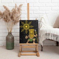 Hawaii and Philippines Together Canvas Wall Art Warrior Tiki Mask and Filipino Sun Polynesian Style
