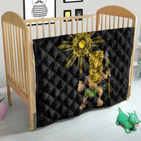 Hawaii and Philippines Together Quilt Warrior Tiki Mask and Filipino Sun Polynesian Style