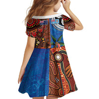 Fiji and Australia Together Family Matching Off Shoulder Maxi Dress and Hawaiian Shirt Fijian Tapa Plants with Kangaroo and Aboriginal - Polynesian Pride