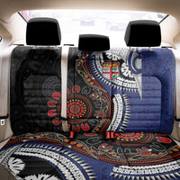 Fiji and Australia Together Back Car Seat Cover Kangaroo Aboriginal with Tribal Tapa Hibiscus Half Style - Polynesian Pride