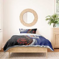Fiji and Australia Together Bedding Set Kangaroo Aboriginal with Tribal Tapa Hibiscus Half Style - Polynesian Pride