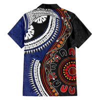 Fiji and Australia Together Family Matching Puletasi and Hawaiian Shirt Kangaroo Aboriginal with Tribal Tapa Hibiscus Half Style - Polynesian Pride