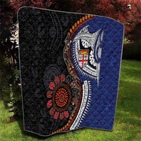 Fiji and Australia Together Quilt Kangaroo Aboriginal with Tribal Tapa Hibiscus Half Style - Polynesian Pride
