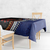 Fiji and Australia Together Tablecloth Kangaroo Aboriginal with Tribal Tapa Hibiscus Half Style - Polynesian Pride