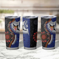 Fiji and Australia Together Tumbler Cup Kangaroo Aboriginal with Tribal Tapa Hibiscus Half Style - Polynesian Pride