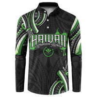 Traditional Art Hawaiian Kakau Tattoos Button Sweatshirt Green Color LT03 Green - Polynesian Pride