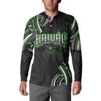 Traditional Art Hawaiian Kakau Tattoos Button Sweatshirt Green Color LT03 - Polynesian Pride