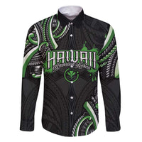 Traditional Art Hawaiian Kakau Tattoos Family Matching Short Sleeve Bodycon Dress and Hawaiian Shirt Green Color - Polynesian Pride