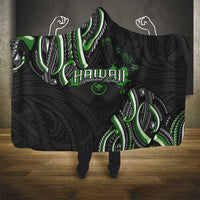 Traditional Art Hawaiian Kakau Tattoos Hooded Blanket Green Color - Polynesian Pride