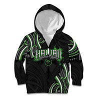 Traditional Art Hawaiian Kakau Tattoos Kid Hoodie Green Color LT03 Zip Hoodie Green - Polynesian Pride
