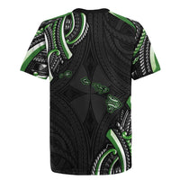 Traditional Art Hawaiian Kakau Tattoos Rugby Jersey Green Color LT03 - Polynesian Pride