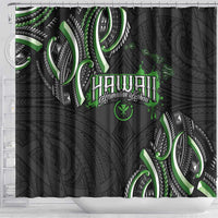 Traditional Art Hawaiian Kakau Tattoos Shower Curtain Green Color - Polynesian Pride