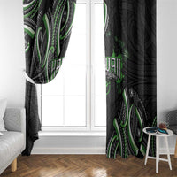 Traditional Art Hawaiian Kakau Tattoos Window Curtain Green Color - Polynesian Pride