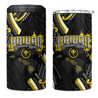 Traditional Art Hawaiian Kakau Tattoos 4 in 1 Can Cooler Tumbler Yellow Color - Polynesian Pride