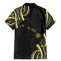 Traditional Art Hawaiian Kakau Tattoos Family Matching Mermaid Dress and Hawaiian Shirt Yellow Color - Polynesian Pride