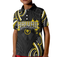 Traditional Art Hawaiian Kakau Tattoos Kid Polo Shirt Yellow Color - Polynesian Pride