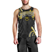 Traditional Art Hawaiian Kakau Tattoos Men Tank Top Yellow Color LT03 - Polynesian Pride