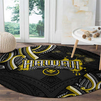 Traditional Art Hawaiian Kakau Tattoos Round Carpet Yellow Color - Polynesian Pride