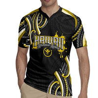 Traditional Art Hawaiian Kakau Tattoos Rugby Jersey Yellow Color LT03 - Polynesian Pride