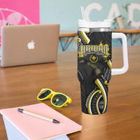 Traditional Art Hawaiian Kakau Tattoos Tumbler With Handle Yellow Color - Polynesian Pride