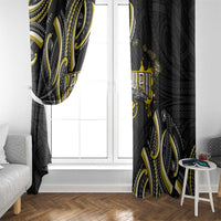 Traditional Art Hawaiian Kakau Tattoos Window Curtain Yellow Color - Polynesian Pride