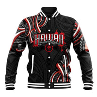 Traditional Art Hawaiian Kakau Tattoos Baseball Jacket Red Color LT03 Unisex Red - Polynesian Pride