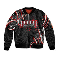 Traditional Art Hawaiian Kakau Tattoos Bomber Jacket Red Color - Polynesian Pride