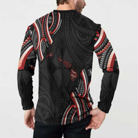 Traditional Art Hawaiian Kakau Tattoos Button Sweatshirt Red Color LT03 - Polynesian Pride