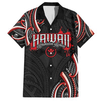 Traditional Art Hawaiian Kakau Tattoos Family Matching Off Shoulder Maxi Dress and Hawaiian Shirt Red Color - Polynesian Pride