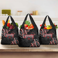 Traditional Art Hawaiian Kakau Tattoos Grocery Bag Red Color LT03 3-pack One Size Red - Polynesian Pride