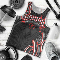 Traditional Art Hawaiian Kakau Tattoos Men Tank Top Red Color LT03 - Polynesian Pride