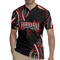 Traditional Art Hawaiian Kakau Tattoos Rugby Jersey Red Color LT03 - Polynesian Pride
