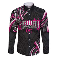 Traditional Art Hawaiian Kakau Tattoos Family Matching Short Sleeve Bodycon Dress and Hawaiian Shirt Pink Color - Polynesian Pride