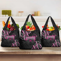 Traditional Art Hawaiian Kakau Tattoos Grocery Bag Pink Color LT03 3-pack One Size Pink - Polynesian Pride