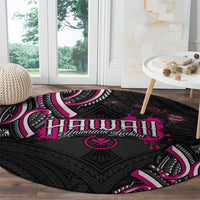 Traditional Art Hawaiian Kakau Tattoos Round Carpet Pink Color - Polynesian Pride