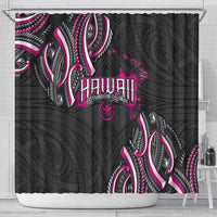 Traditional Art Hawaiian Kakau Tattoos Shower Curtain Pink Color - Polynesian Pride