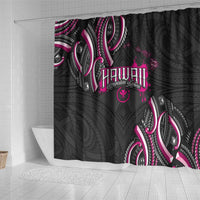 Traditional Art Hawaiian Kakau Tattoos Shower Curtain Pink Color - Polynesian Pride