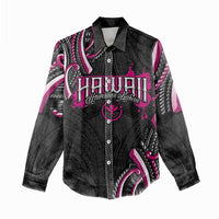Traditional Art Hawaiian Kakau Tattoos Women Casual Shirt Pink Color - Polynesian Pride