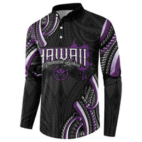Traditional Art Hawaiian Kakau Tattoos Button Sweatshirt Purple Color LT03 - Polynesian Pride