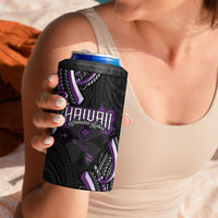 Traditional Art Hawaiian Kakau Tattoos 4 in 1 Can Cooler Tumbler Purple Color - Polynesian Pride