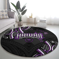 Traditional Art Hawaiian Kakau Tattoos Round Carpet Purple Color - Polynesian Pride