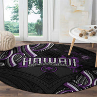 Traditional Art Hawaiian Kakau Tattoos Round Carpet Purple Color - Polynesian Pride